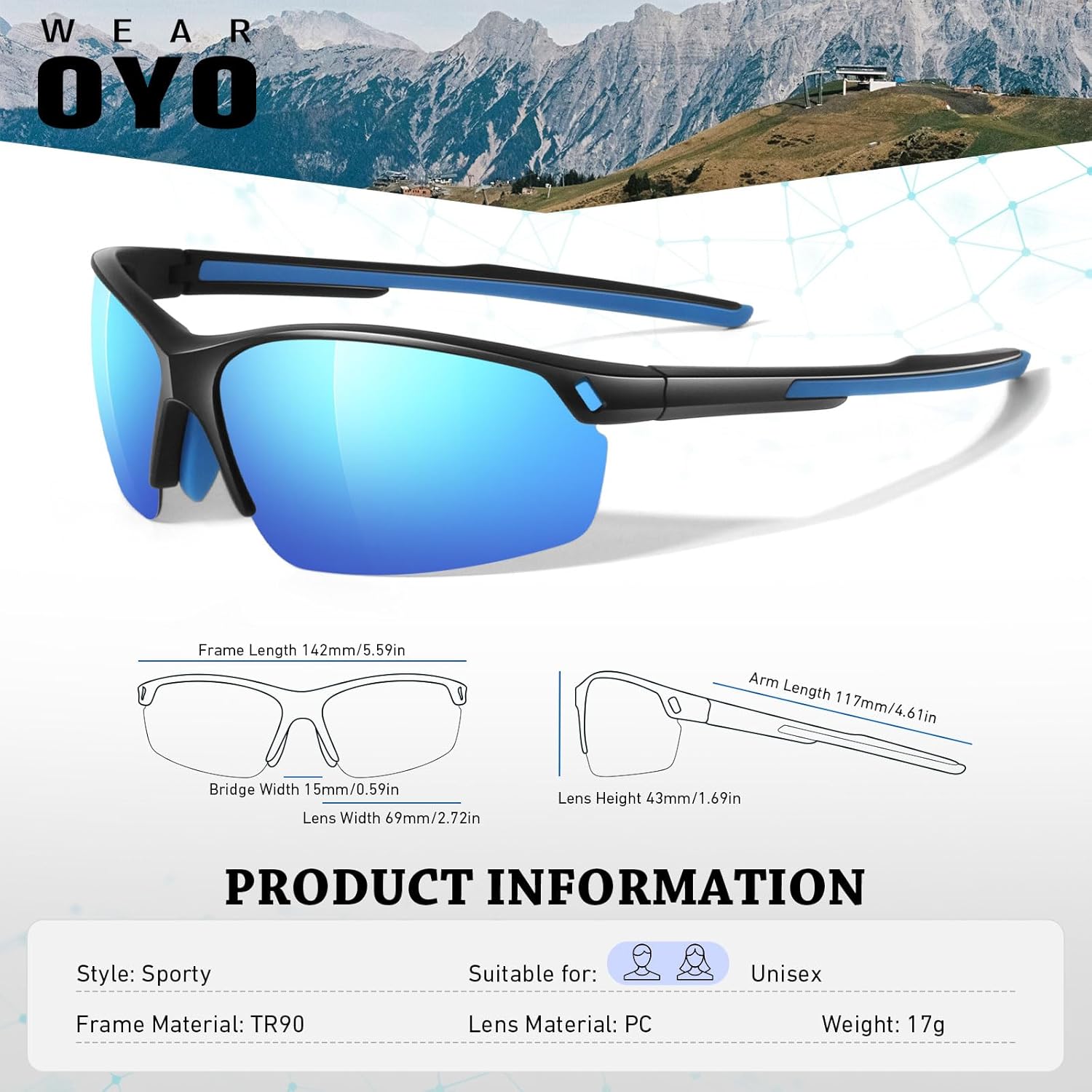 Polarized Sunglasses Men Womens,Flexible TR90 Semi Rimless Frame,Wraparound UV400 Sports Sun Glasses Running Fishing - Image 7