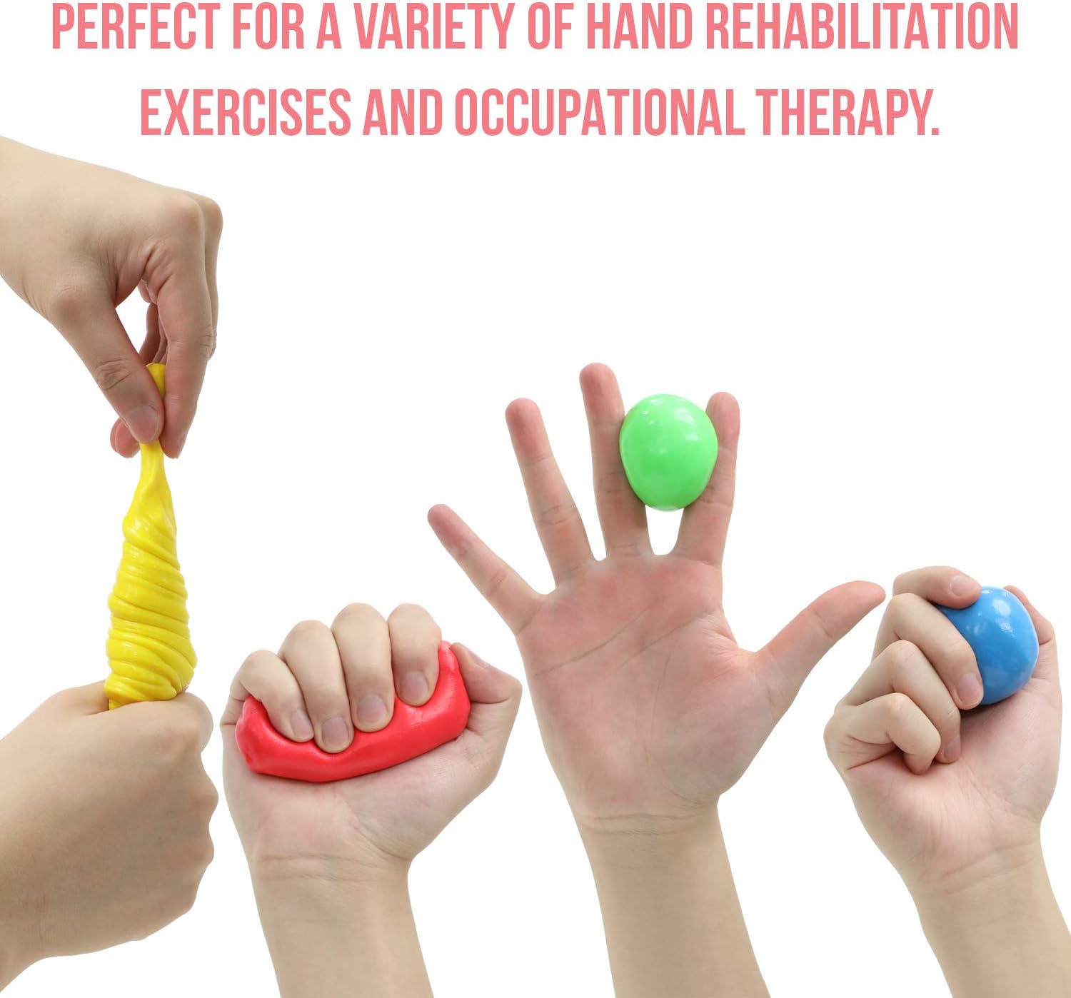 Therapy Putty for Hand, Finger and Grip Strength: Variable Resistance Container for Occupational and Physical Therapy, Stress Relief and Resistive Hand Exercise Rehab Megasanity (4-Pack) : Health & Household