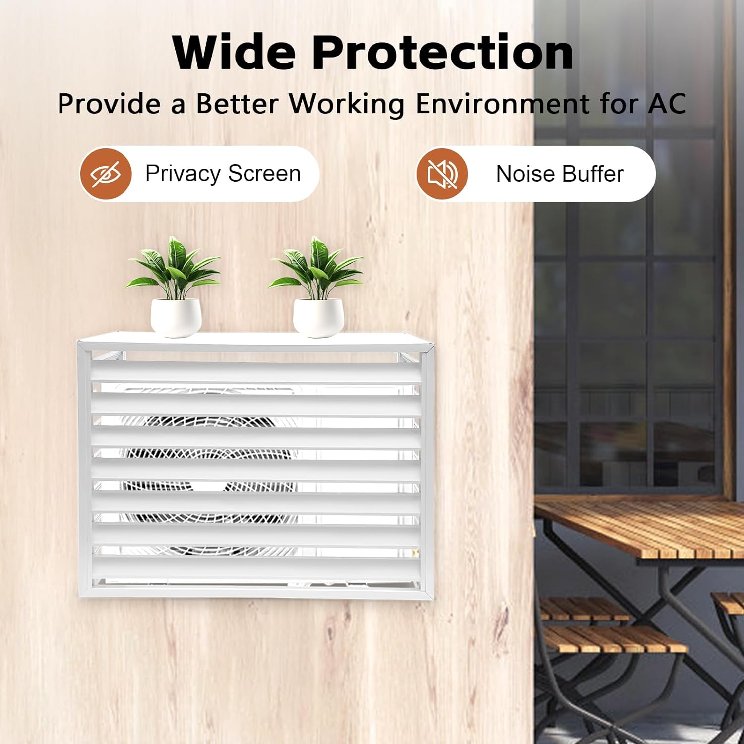 Air Conditioner Fence With Cover, Mini Split Condenser Cover 43.3 x 31.5 In, Aluminum Split Ac Cover, Rectangular Aluminum AC Covers, FreeStanding Air Conditioner Fence Panels, 43 X 23 X 31 In (White)