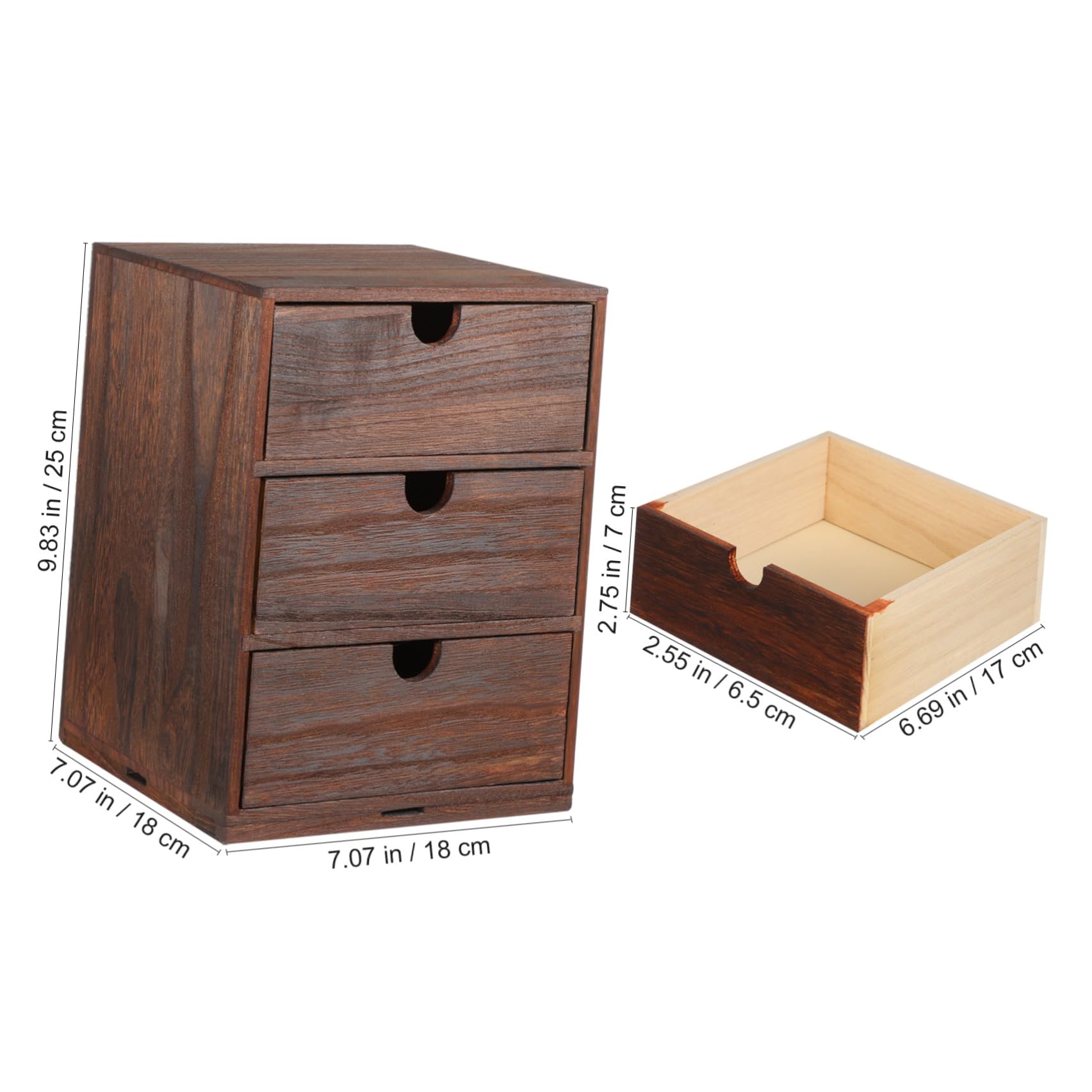 Caja de Almacenamiento de Madera Cajones, Tres Capas, Marrón