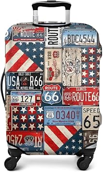 Luggage Cover Washable Route 66 Suitcase Protector Spandex Cover Fit 18-20 Inch