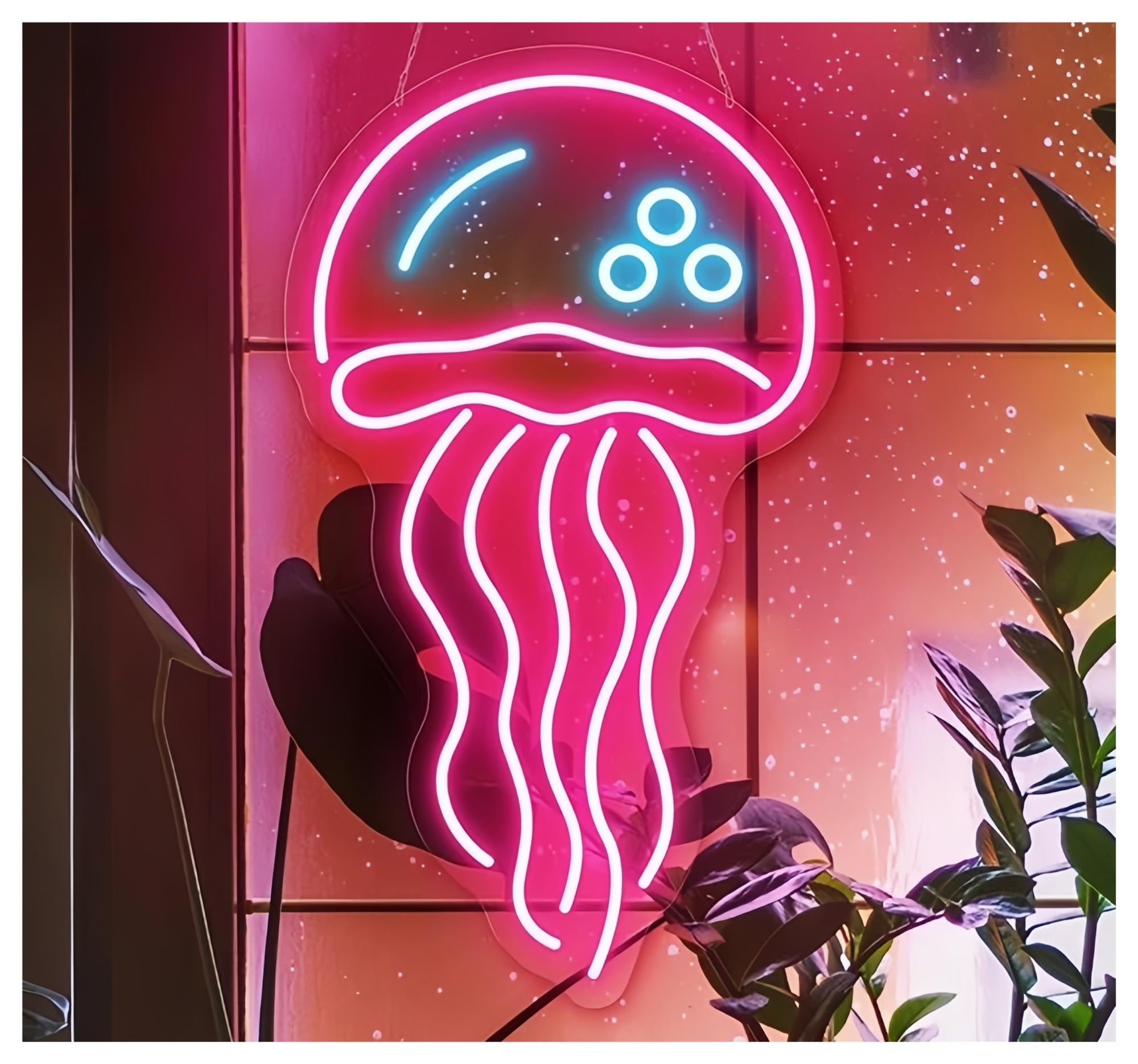 Shouxi B Sign Lamp Jellyfish Neon Sign Kids Room Edroom Wall Decor For Teens 50X30cm(B)