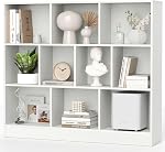10 Cube Storage Organizer, 4 Tier Open Bookcase, Modern Bookshelves and Bookcases, 41" Floor Standing Wooden Display Bookshelf for Living Room Bedroom Office (Natural, 47.5" x 9.5" x 41")
