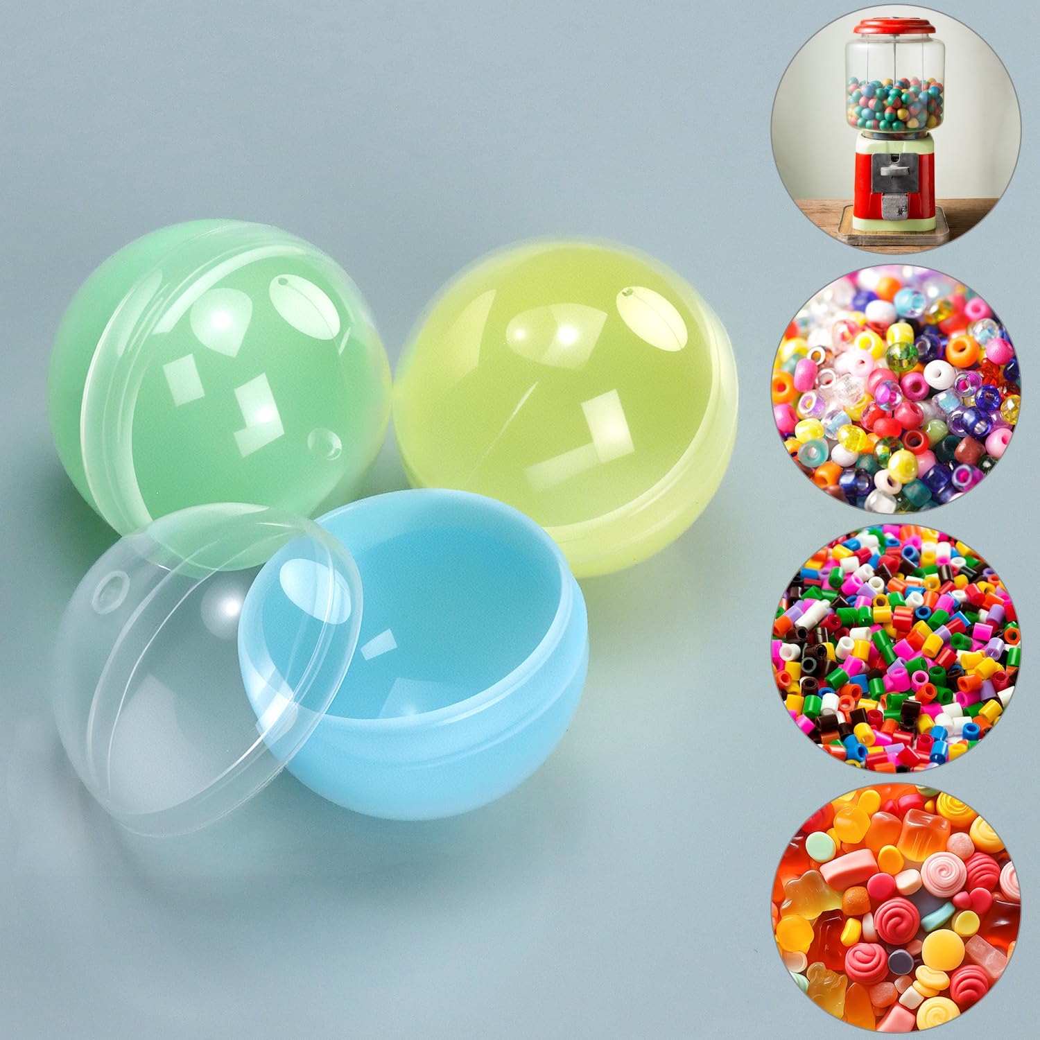 QWORK 100 plastikowych kulek do napełniania 28 mm, do automatów, kulki niespodzianki, do samodzielnego napełniania, prezenty imprezowe i hobbystyczne