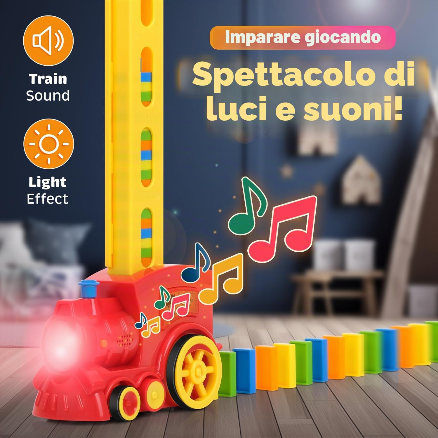 Atlasonix Domino Train Set da 160 pezzi per domino per bambini, prepara automaticamente la tua esperienza di rally per ragazzi e ragazze dai 3 agli 8 anni, rosso
