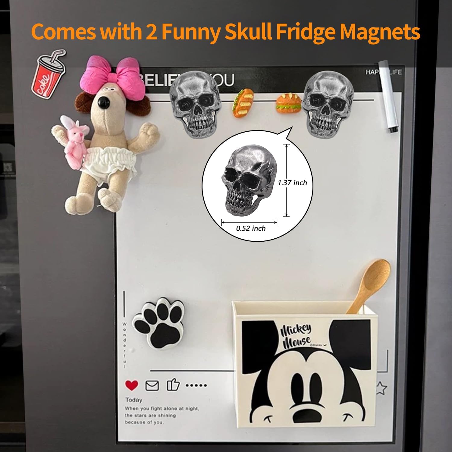 6 Cavity Skull Cake Pan with 2 Fridge Magnets for Baking Chocolate