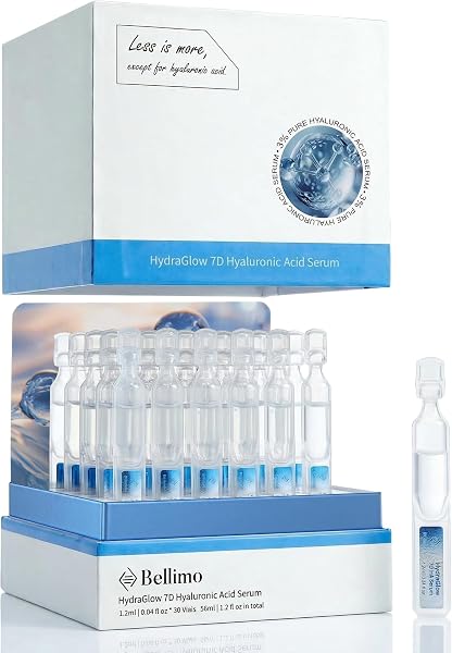 3% Hyaluronic Acid Serum for Face with 7D Multi-Layer Hydration, Ultra Hydrating Face Serum Anti-Aging Facial Moisturizer for Dry & Sensitive Skin Pre-Makeup Skincare Single-Use Vials 1.2ml x 30pcs