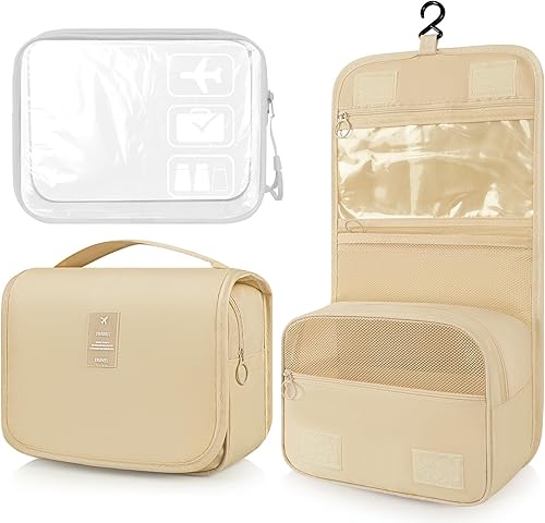 Drgxle Neceser de viaje con gancho, neceser colgante con múltiples bolsillos, bolsa de aseo para viajar, fácil de limpiar, bolsa organizadora de