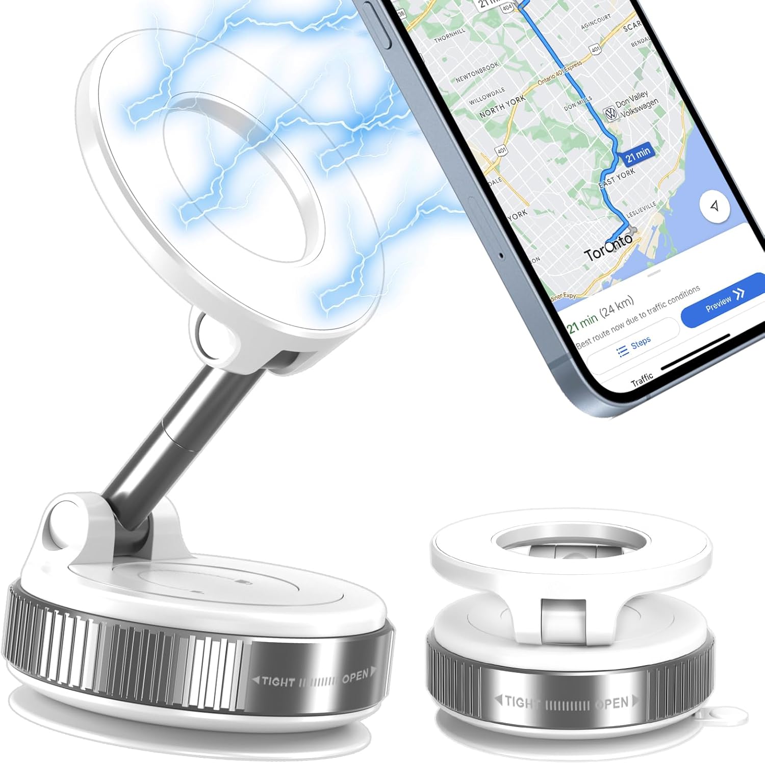 Vacuum Magnetic Phone Holders for Your Car, 360° Adjustable Car Phone Holder for Magsafe with Powerful Magnet, Folding Car Mount for iPhone 17 Pro Max 16 15 14 13 12 Air Plus & Android