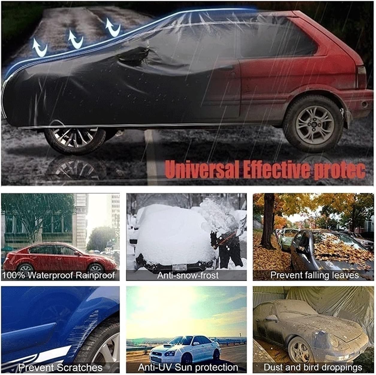 Car Cover Compatible with Ferrari ／208 246 275 308 328 348 355 360 365 Full Car Covers All Weather Waterproof Rainproof (Color : Black, Size : 246)