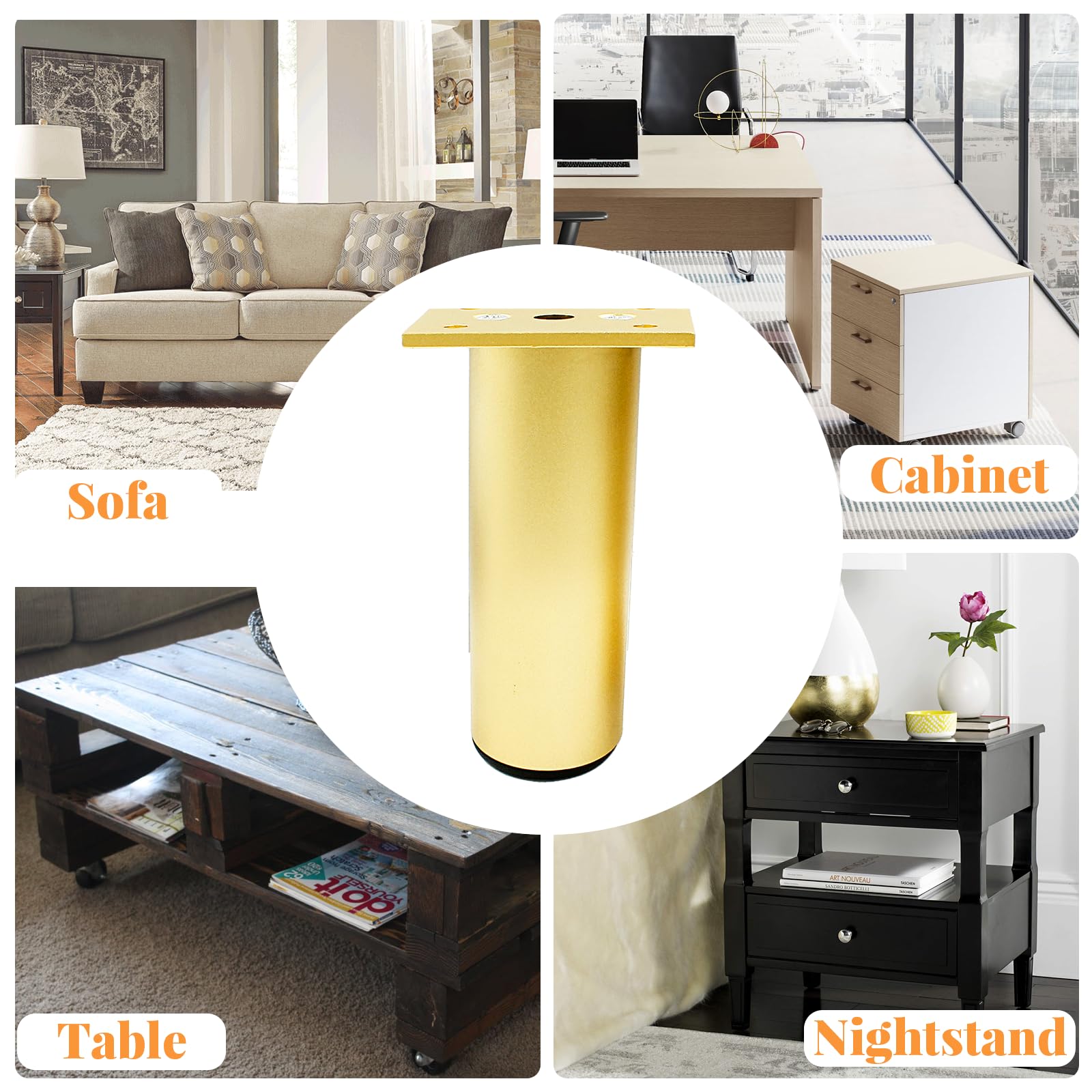 Snapklik.com : Kyuionty Set Of 4 Aluminum Alloy Furniture Legs 4 Inch ...