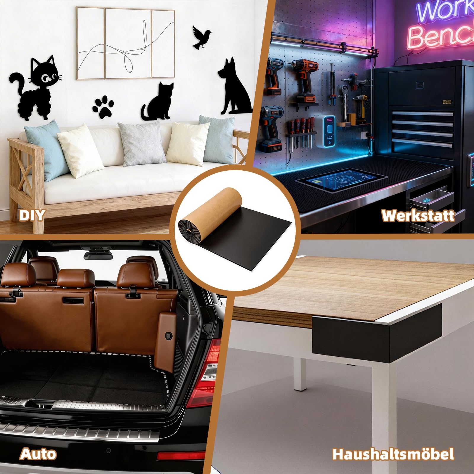 Plaque de Mousse Autocollante 2m x 300mm x 1,5mm Antidérapant Acoustique Voiture