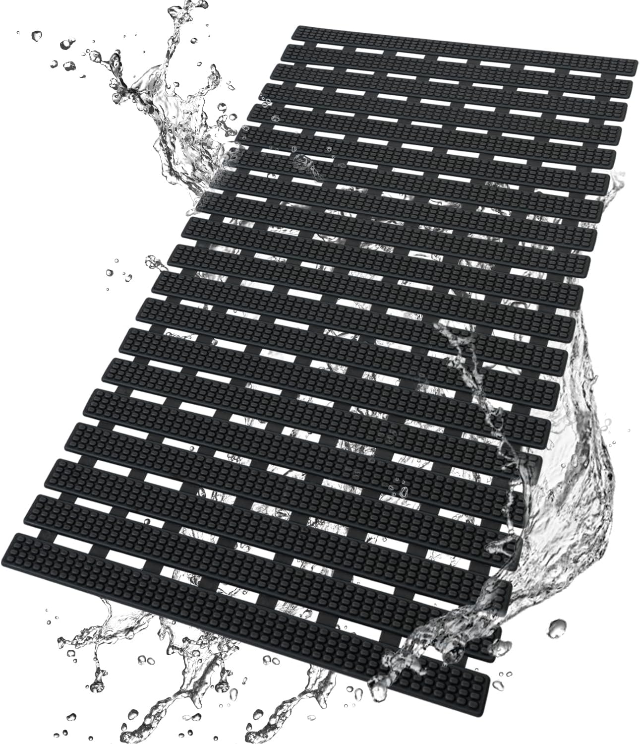 Nicoman Shower Mat Non-Slip Bath Drainage Matt Slatted Duckboard Design ...