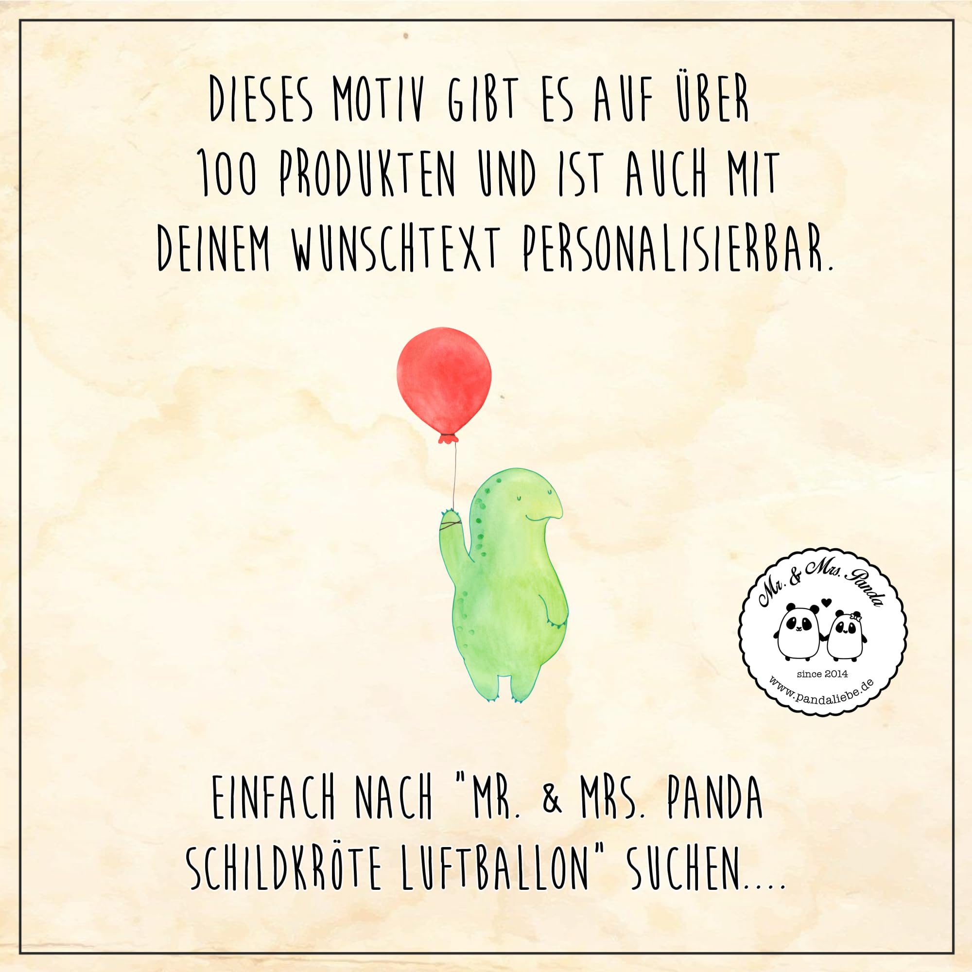 Mr. & Mrs. Panda Personalisierte Fussmatte Schildkröte Luftballon 40 x 60 cm - Geschenke, Fußmatte personalisierbar, Individuelle, personalisiert, mit Name, mutig, Motivationsspruch