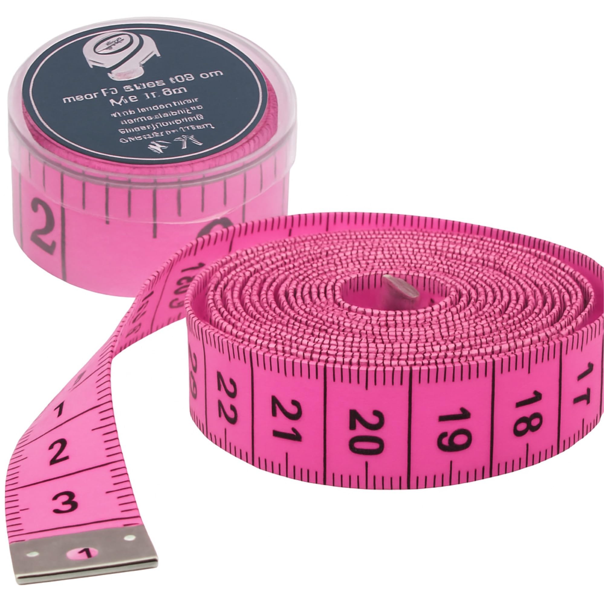 2 in 1 - Tape Measure cm + INCH Tailor's Tape Measure 150cm in Storage Box (150cm Pink)