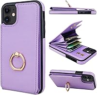 Vista 10 de Folosu Funda compatible con iPhone 11 con tarjetero, rotación de 360°, soporte de anillo de dedo con función atril, protección RFID, bloqueo RFID
