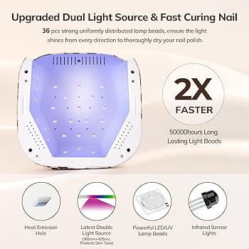 Amazon.com: Lavinda LED Nail Lamp UV Light for Gel Nails 54W