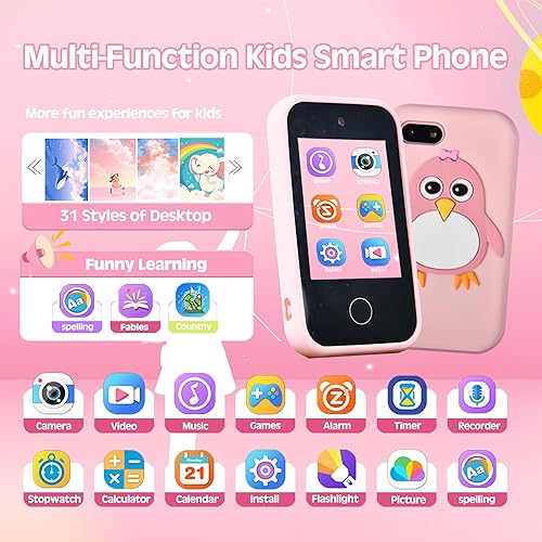 Miniatura 9 de Teléfono infantil para regalos de cumpleaños de Navidad, juguetes de música MP3, 3-6 años, juguete de aprendizaje telefónico para niños de 3, 4, 5,