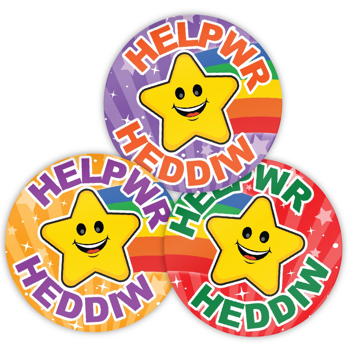 Stone Melon School Reward Stickers 144 Welsh Helpwr Heddiw Star Stickers 30Mm Round Awards Nursery Teachers Parents Children Kids