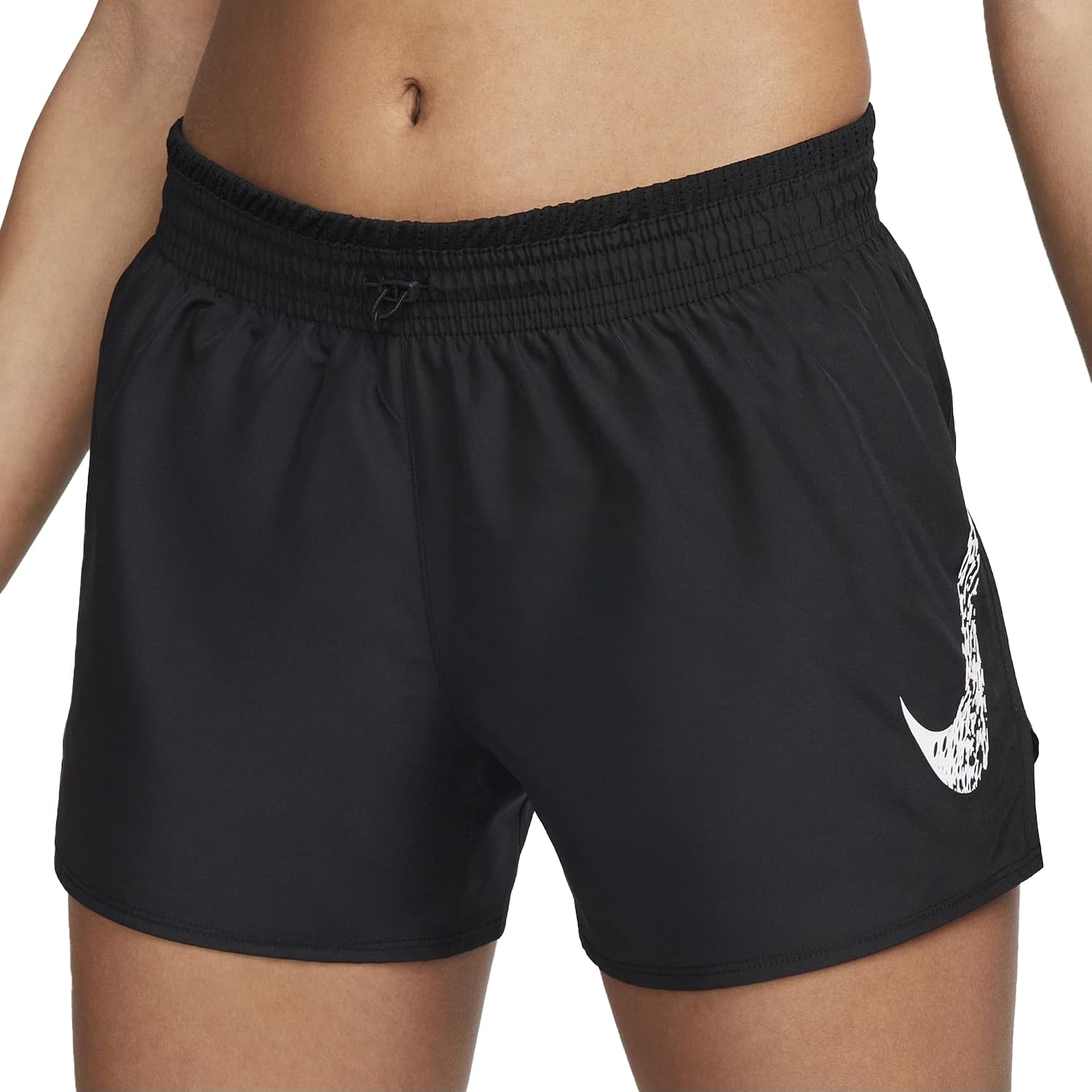 Nike Dri-FIT Swoosh Run Women's Mid-Rise Brief-Lined Running Shorts (as1, Alpha, l, Regular, Regular, Black/White)
