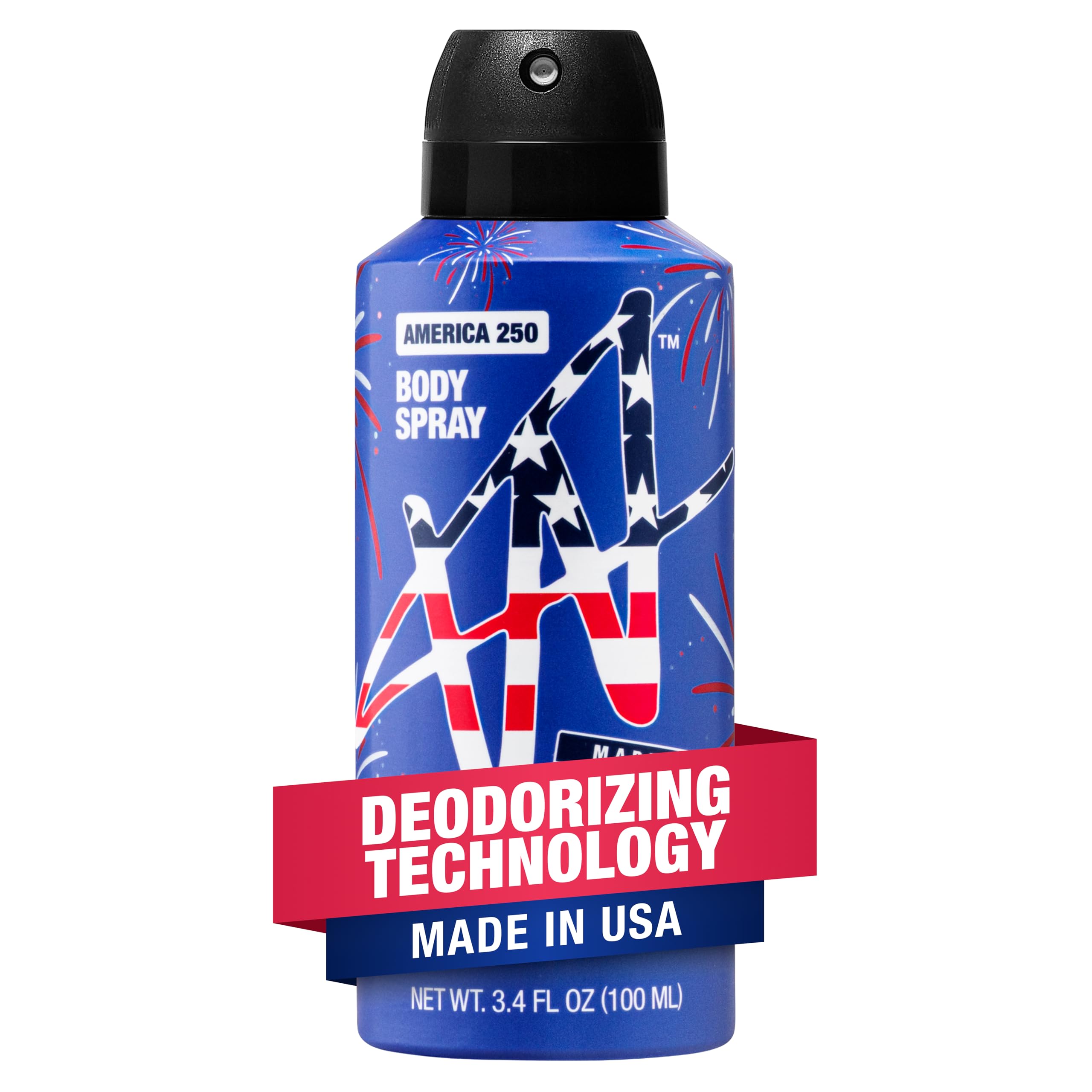 Jake Paul America 250 Anniversary Body Spray for Men By W, Odor Blocking Body Deodorant, Long Lasting Protection, 3.4 fl oz