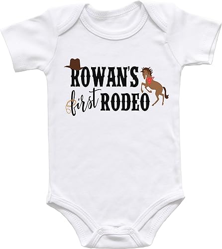 First Rodeo - Body personalizado para bebé o camiseta para niños pequeños, traje de cumpleaños de vaquero occidental