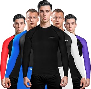 Exxact Sports Men’s BJJ Rash Guard Long Sleeve, IBJJF Ranked No Gi Jiu Jitsu Compression Shirt for MMA Grappling & Wrestling