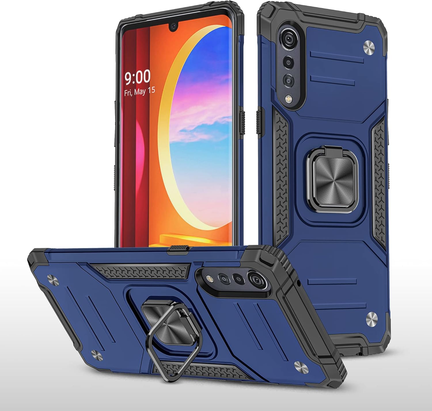 Phone Cases for LG Velvet, LG Velvet Case with Holder Black