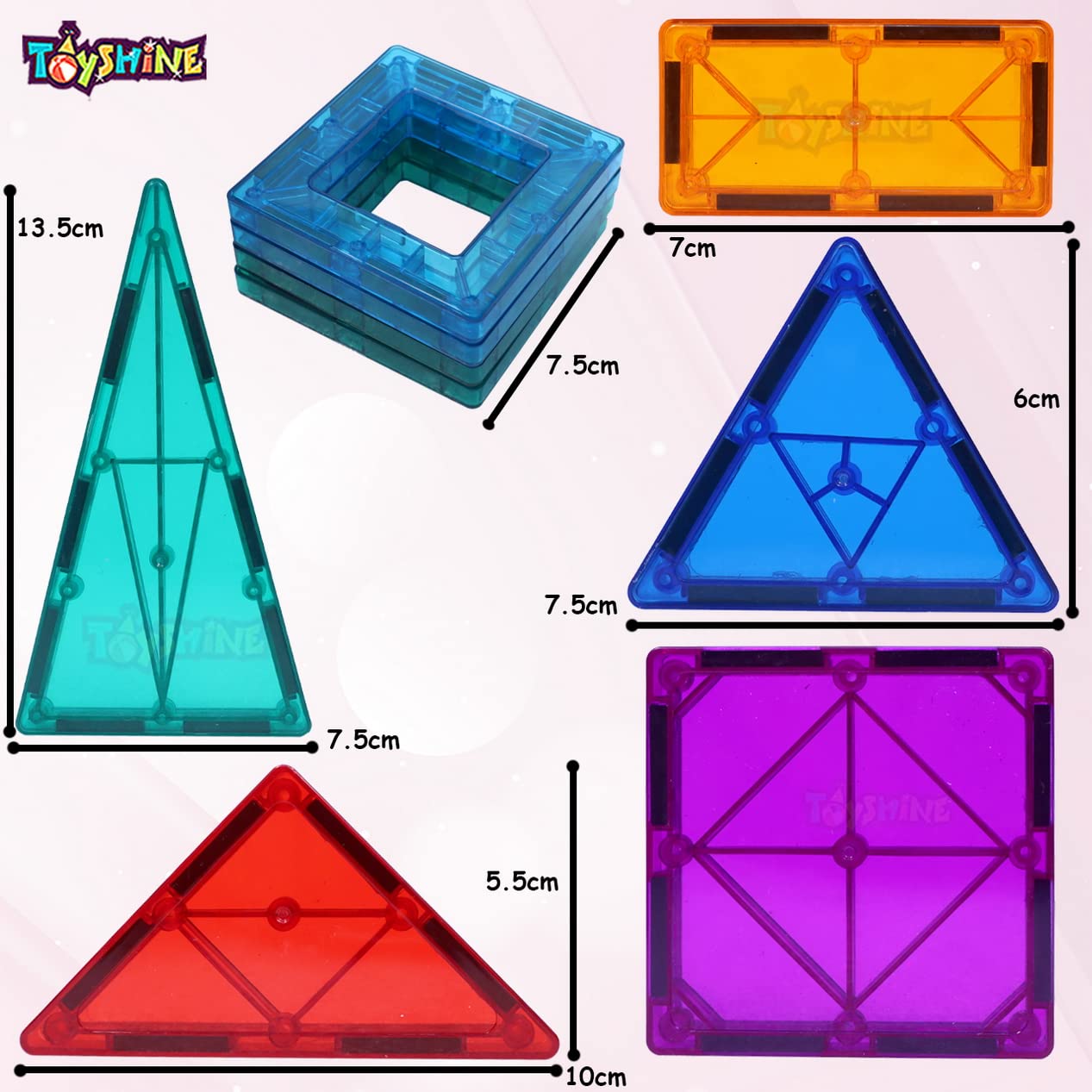 Toyshine Kids Magnet Toys Magnetic Tiles, 28 PCs Magnetic Building Blocks, Educational Toys for Kids Children Multicolor (28 Pieces) 3