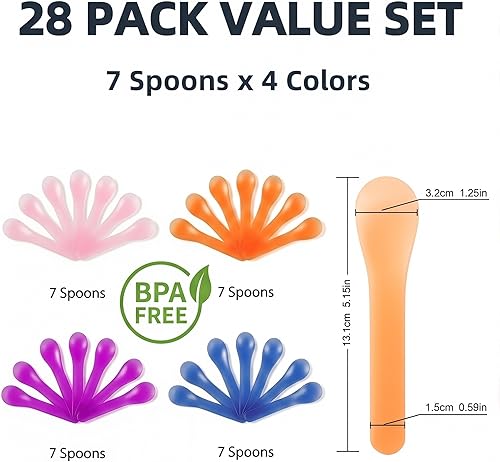 Miniatura 3 de Paquete de 28 cucharas de helado que cambian de color, cucharas de plástico resistentes a la rotura de 5.15 pulgadas, envueltas individualmente,