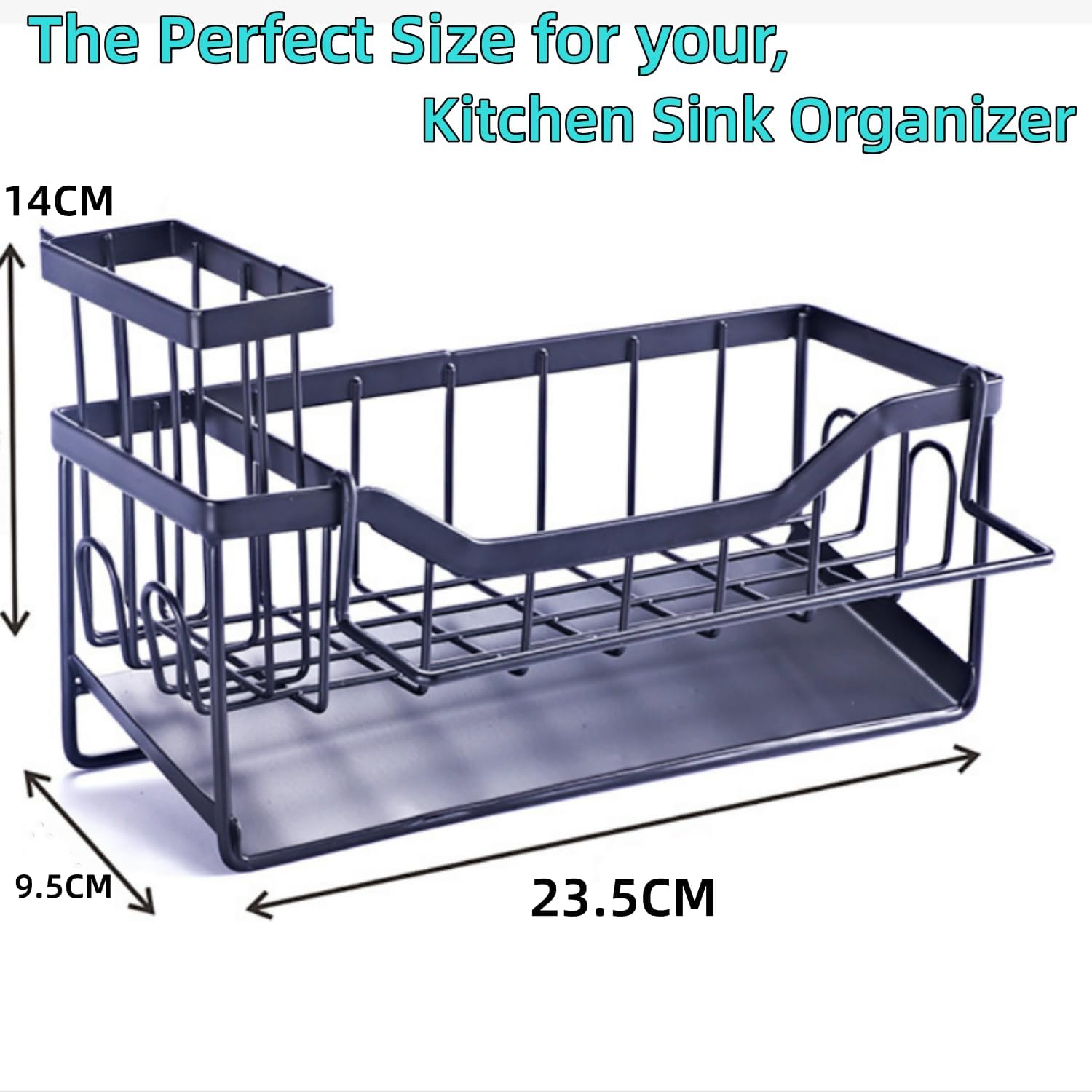 Sponge Holder for Kitchen Sink with Auto Draining Tray,Kitchen Sink Caddy Organizer with Rag Holder, Rustproof Stainless Steel Kitchen Organizers Soap Dispenser Storage Organize - Image 4