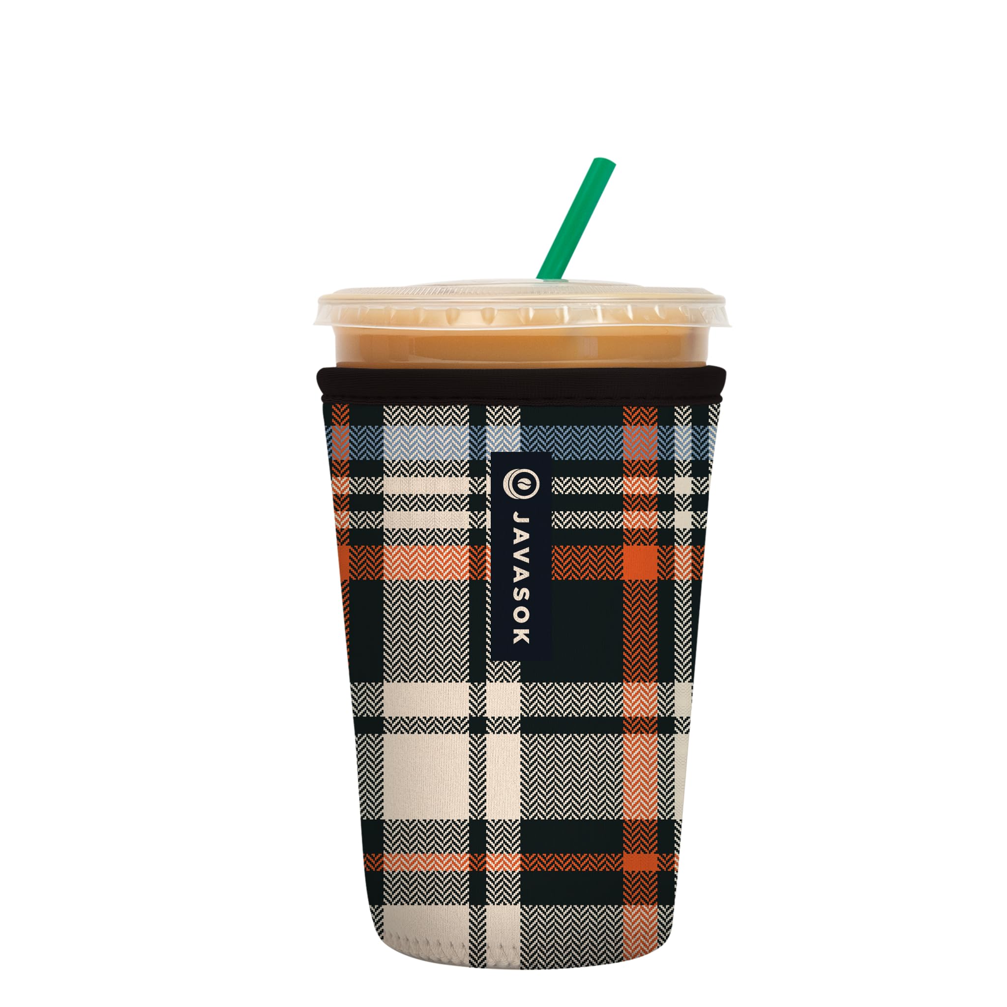Sok It JavaSok Iced Coffee &amp; Cold Soda Insulated Neoprene Cup Sleeve (Fall Flannel, Medium: 22-28oz)