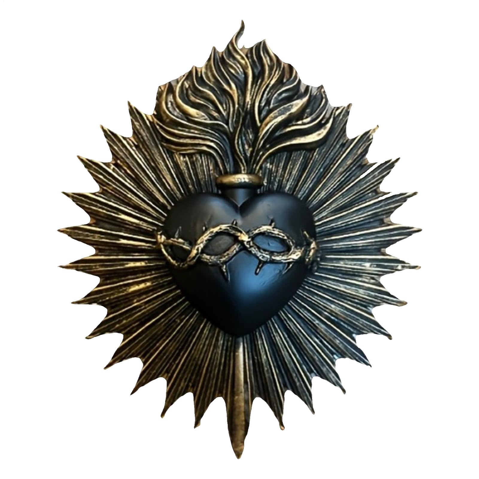 Decorazione da parete a forma di cuore sacro, da appendere, in resina, con scultura vintage a forma di cuore, perfetta per appartamento, camera da, chiesa, Pasqua, matrimonio, Natale, studio