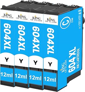 KING OF FLASH 604XL Ink Cartridges Replacement for Epson 604 XL for Epson Expression Home XP-2200 XP-2205 XP-3200 XP-3205 XP-4200 XP-4205, Epson Workforce WF-2910DWF WF-2930DWF WF-2935DWF WF-2950DWF