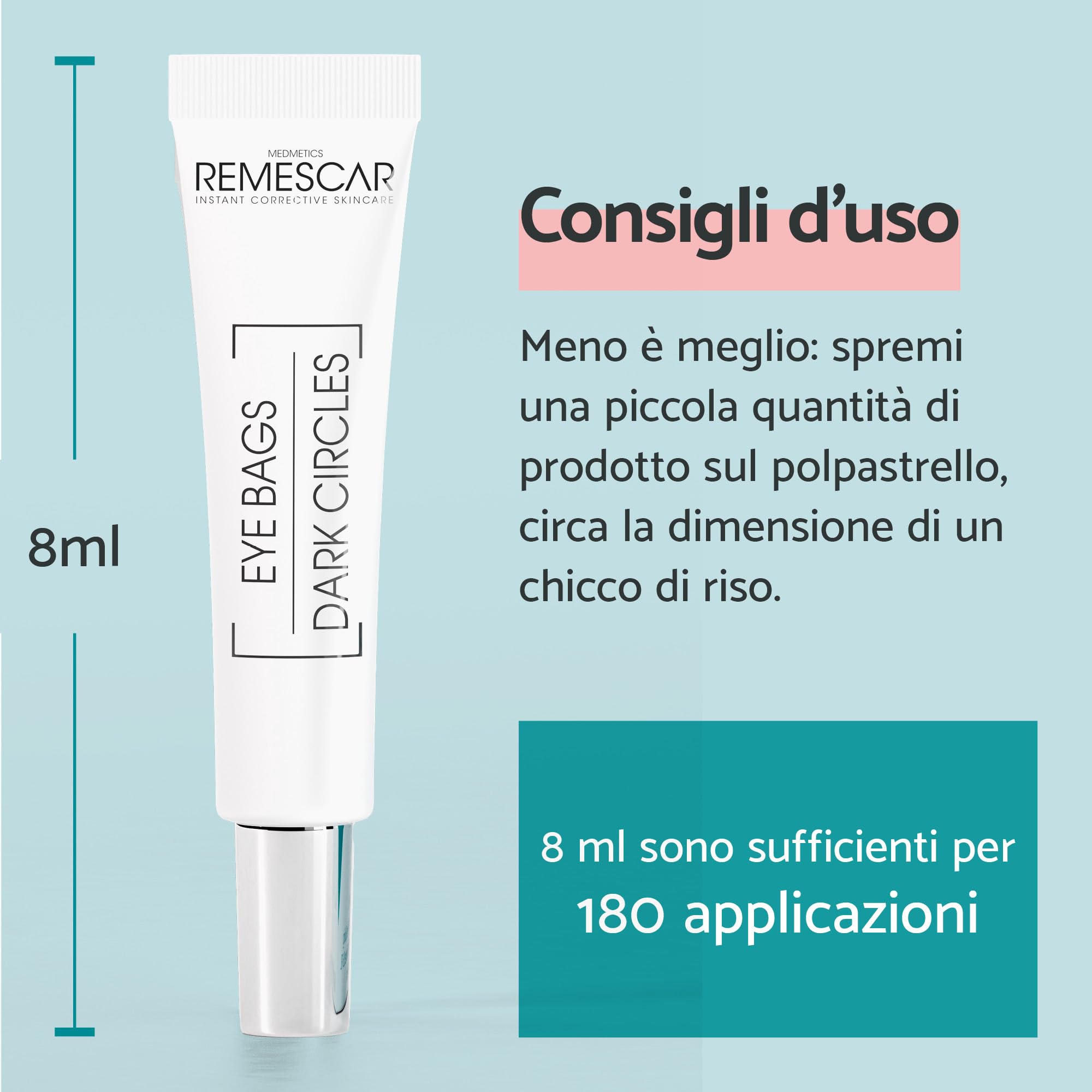 Remescar Borse e Occhiaie + Palpebre Cadenti – Duo Contorno Occhi ad Effetto Immediato – Riduce Borse, Occhiaie e Palpebre Cadenti – Trattamento Uomo e Donna – 2 x 8 ml