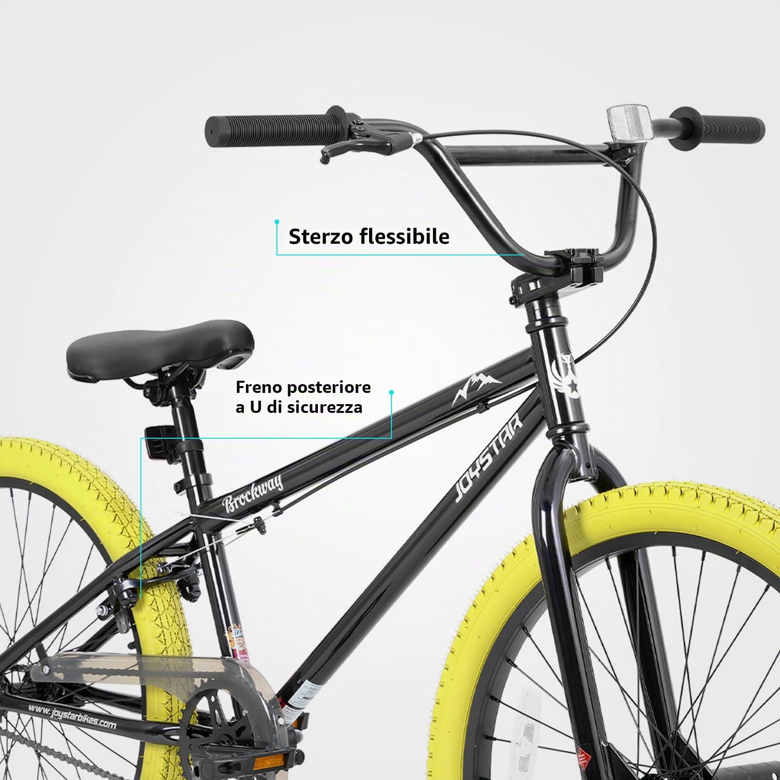 JOYSTAR Gemsbok Bicicletta BMX freestyle da 24 pollici per bambini dai 11 agli 14 anni, biciclette da 24 pollici per bambini, gialla