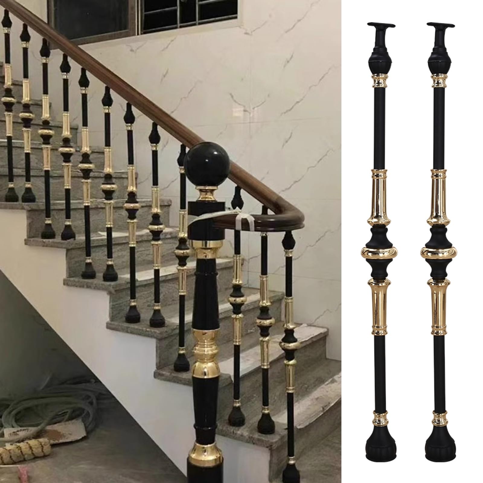 Rambarde escalier inox V2A noir haut de gamme résistante intempéries 60cm
