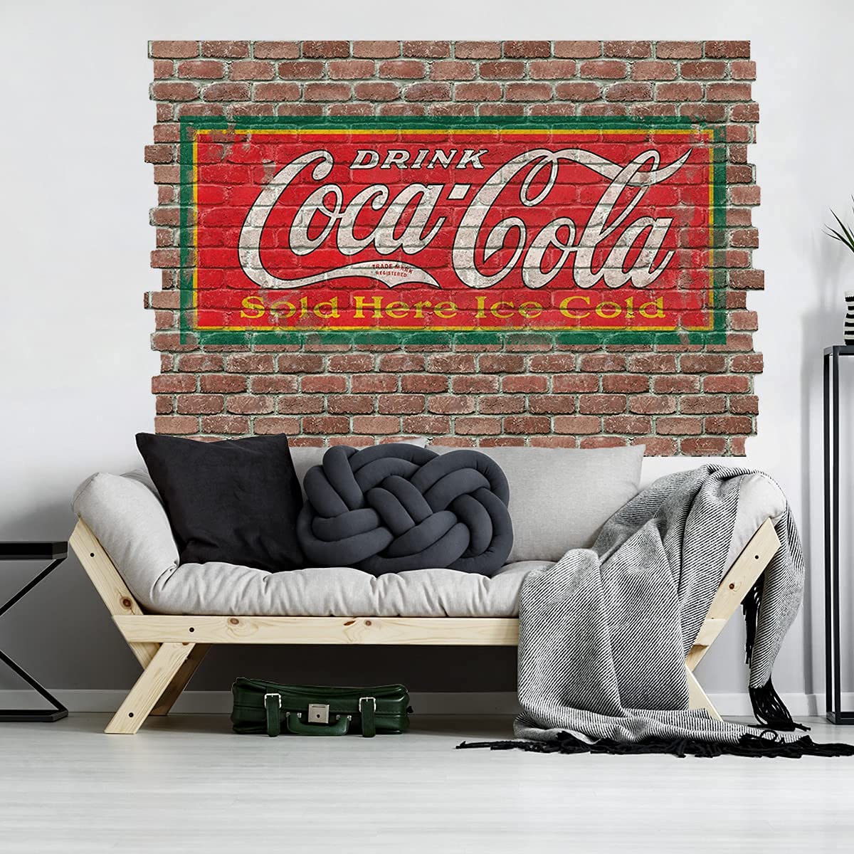 Retro Planet.com - Coca-Cola Sold Here Faux Brick Vinyl Wall Mural