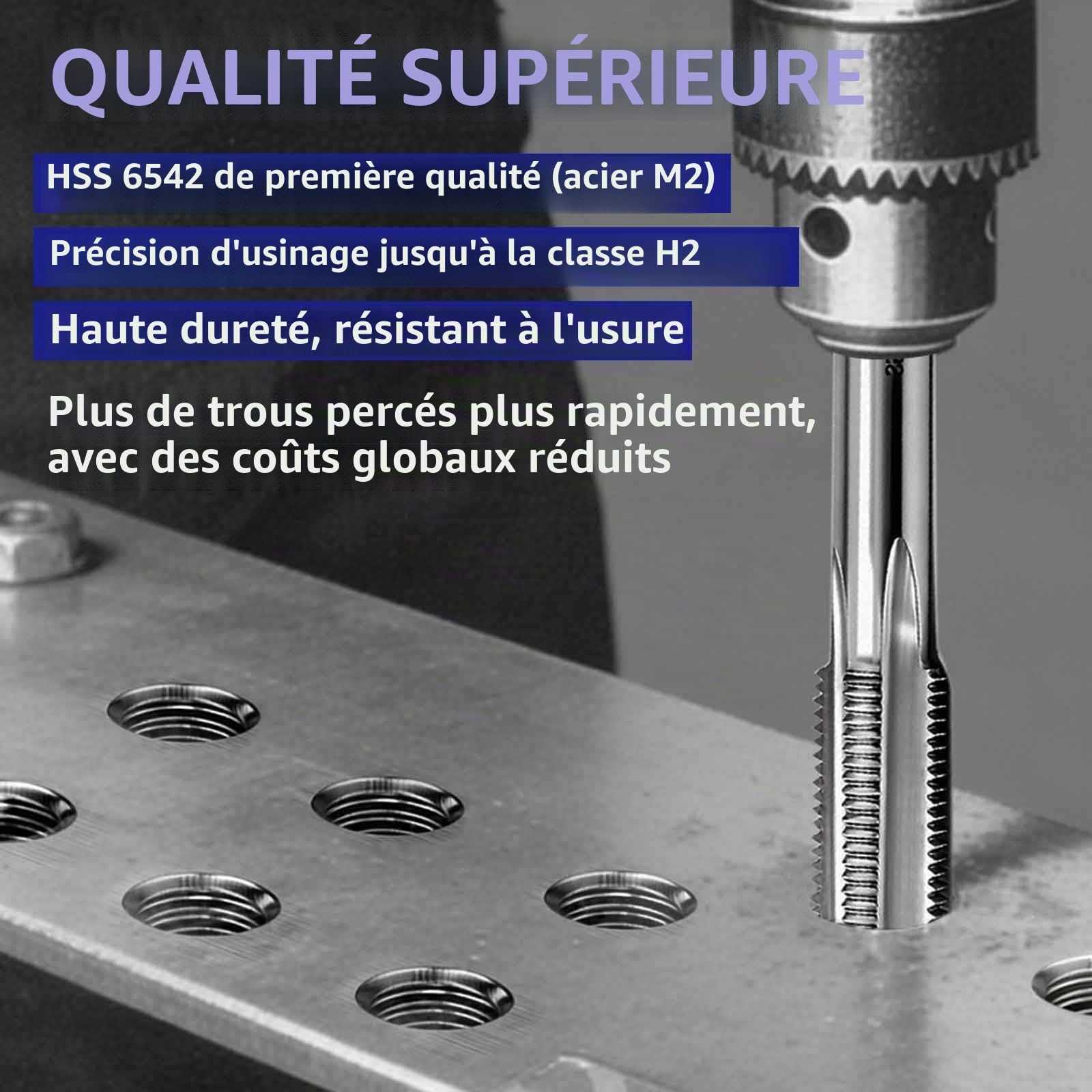 ATOPLEE Taraud à filetage métrique, HSS à filetage droit (M22 x 1,5)