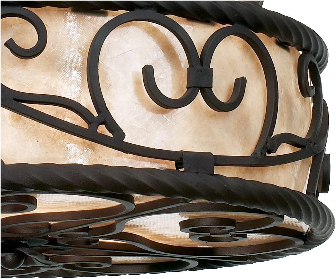 Exclusive Special Natural Mica Walnut Pendant Chandelier 17 Wide Rustic Country Cottage Drum Shade Scroll Fixture for Dining Room House Foyer Entryway Kitchen Bedroom Living Room High Ceilings - John Timberland