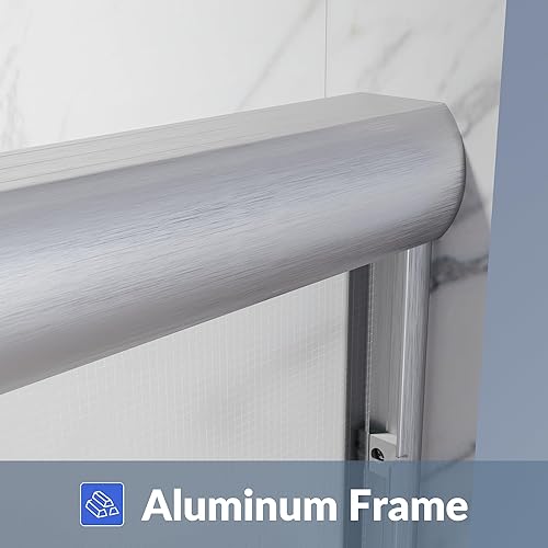 Miniatura 19 de SUNNY SHOWER Puerta de ducha semi-sin marco de 60 pulgadas de ancho x 72 pulgadas de alto, puerta de ducha de vidrio doble corredera, cabina