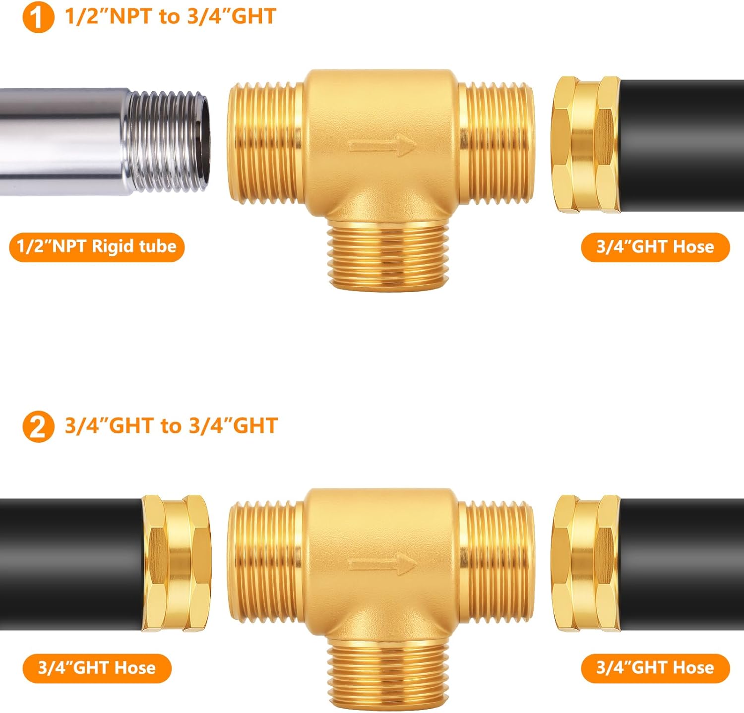SIGURANTA RV & Garden Hose Water Filter, Heavy Duty Brass Inline Filter with Drain Valve, Dual Inlet (3/4" GHT & 1/2" NPT), 3/4" GHT Outlet, Interchangeable 40 & 100 Mesh Sediment Screens(Set D2)