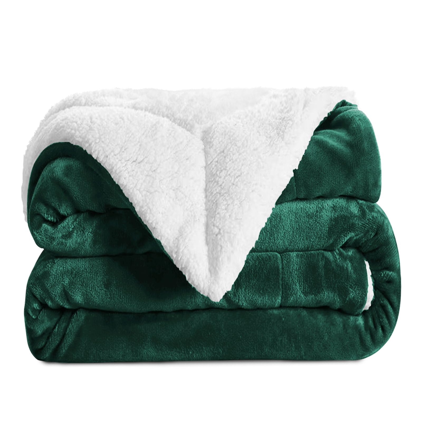 Aspire Homeware Sherpa Fleece Blanket Reversible Plush Soft Fluffy Fleece Blankets Thick Bed Throws Microfiber Throw for Sofa (Emerald, Super King (230 x 270 cm))