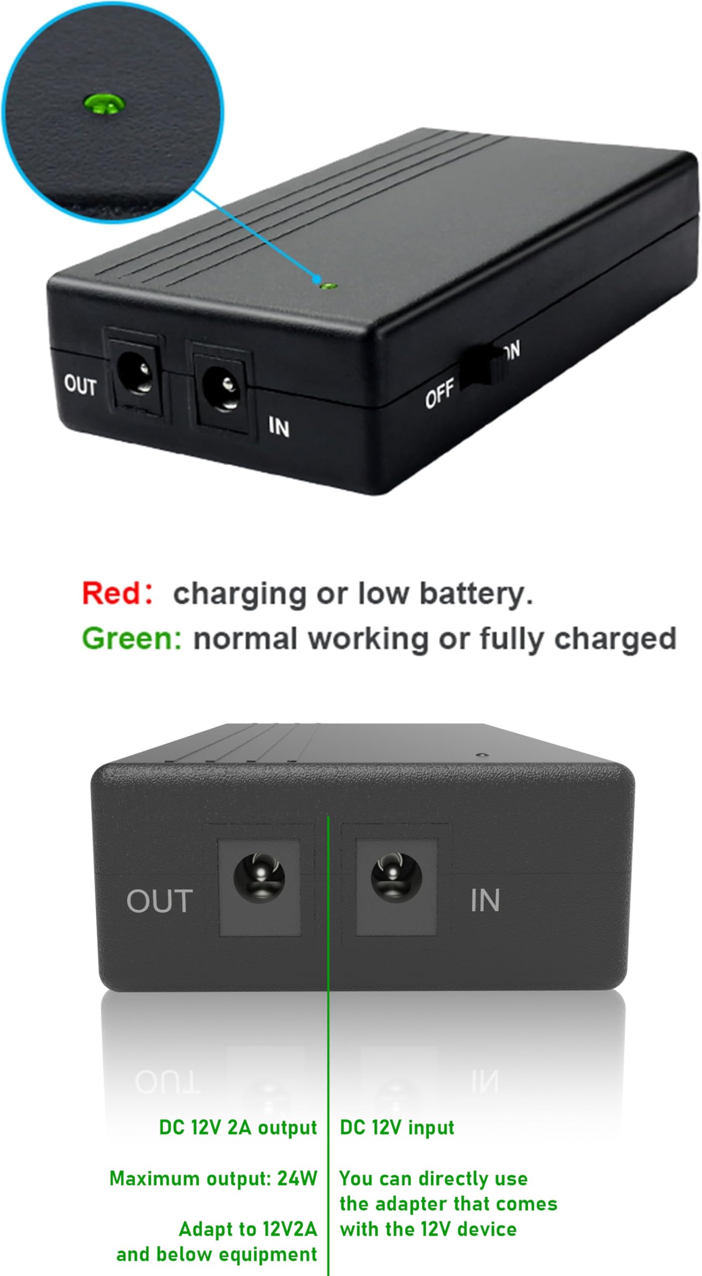 Mini UPS 12V Fuente de alimentación ininterrumpida, 7800mAh Banco de energía para Pilas ups batería de Respaldo para Router Cámara,única de 12 V DC