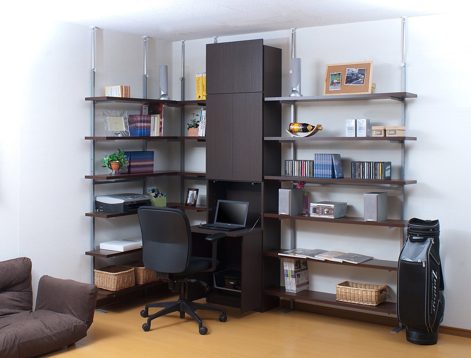 ♡ 突っ張り壁面収納ラック 幅60cm ダークブラウン [8151] Amazon