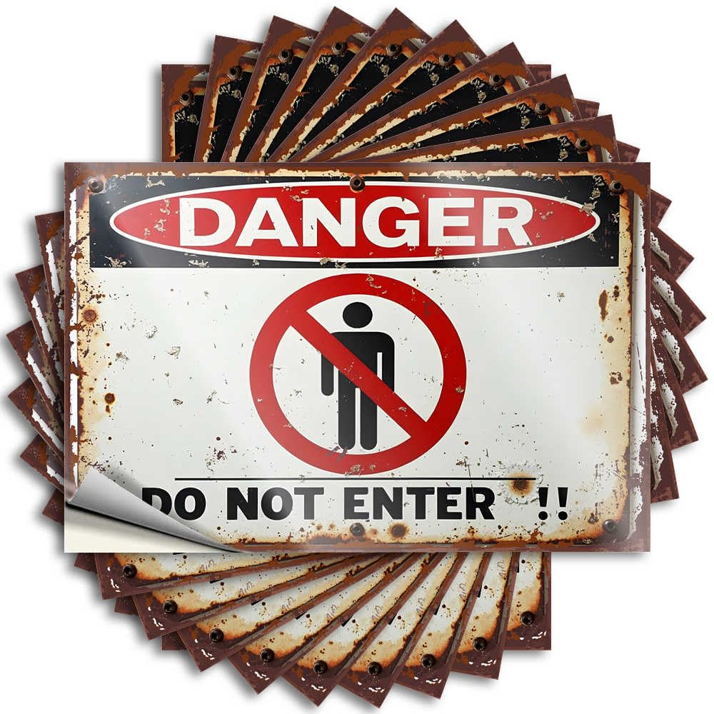 Playroom Decor Sports Bumper - Rusty Warning Sign: Danger - Do Not Enter! Laptop Waterproof Vinyl Sticker(12X18CM)