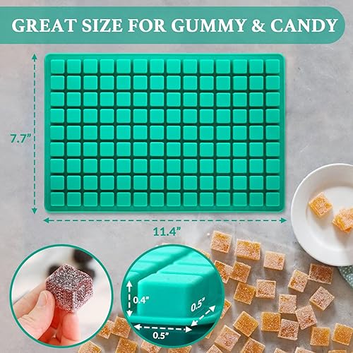 Miniatura 5 de Moldes cuadrados de silicona para gomitas, mini moldes de chocolate con caramelo, paquete de 3, 126 cavidades, antiadherentes, sin BPA, moldes de