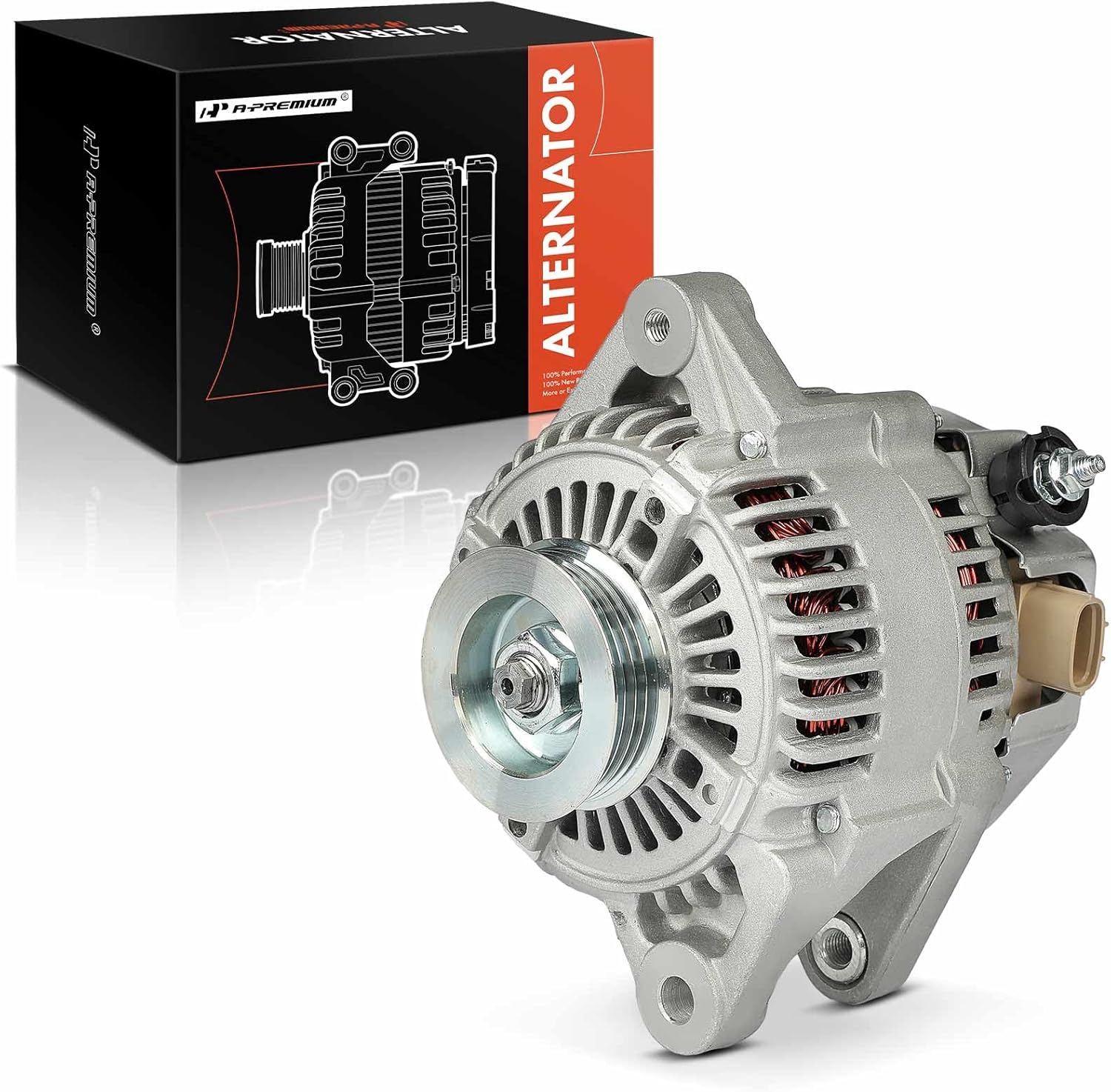 A-Premium Alternator Compatible with Toyota Echo 2000-2005 & Scion xA 2004-2006, 1.5L, 12V 90A 4-Groove Pulley Clockwise, Replace# 2706021020, 2706021140