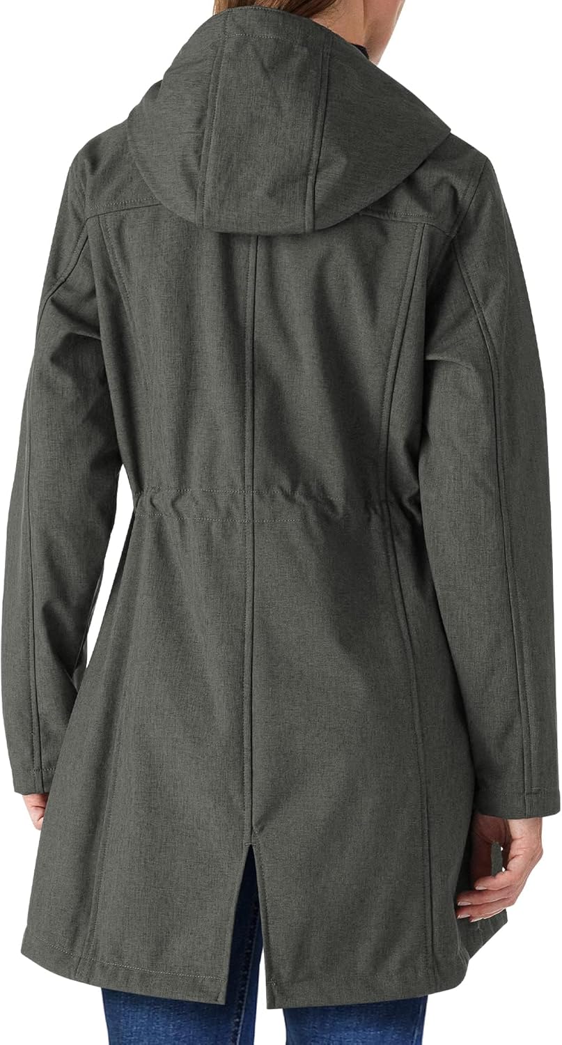 Outdoor Ventures Women's Lightweight Waterproof Fleece Lined Hooded Softshell Rain Jacket, Warm Windbreaker Long Coat - Image 2
