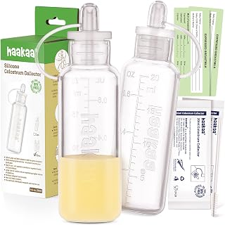 haakaa Colostrum Collector Set 20ml/2pk | Silicone Colostrum Syringes for Baby Breast Milk Catcher | Ready-to-Use Pack | Collect Store & Feed Colostrum | Breastfeeding Essential for Newborn Babies